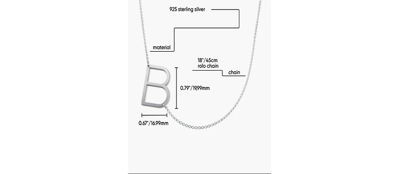 Oak & Luna Sideways Initial Necklace Sterling Silver