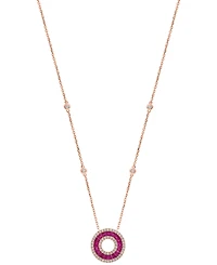 Effy Collection Ruby (1-1/8 ct. t.w.) & Diamond (3/8 ct. t.w.) Pendant Necklace in 14k Rose Gold