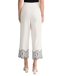 Jones New York Petite Mid-Rise Straight Fit Embroidered Cropped Pants