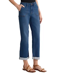 Jones New York Petite Mid-Rise Straight Fit Lexington Girlfriend Jeans
