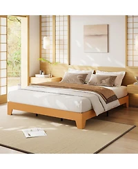 gaomon Bed Frame, Wooden Platform Bed Frame, Minimalist Bed with Wood Slats Support, Underbed Space for Storage, No Box Spring Required
