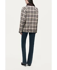 Nocturne Women's Checked Contrast Collar Jacket