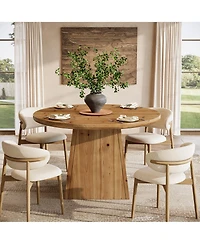 Tribesigns Solid Wood Round Dining Table, Farmhouse Kitchen Table for 2-4 People
