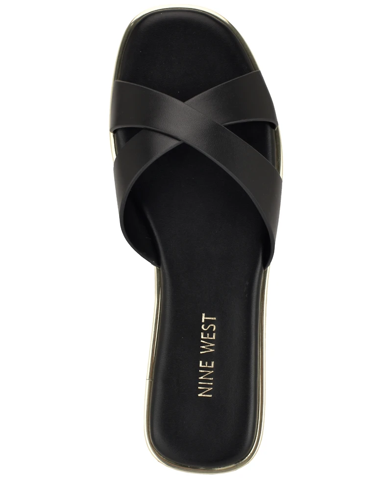 Nine West Women's Edeny Criss-Cross Flat Slip-On Sandals