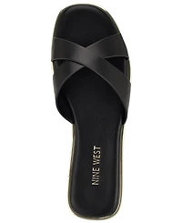 Nine West Women's Edeny Criss-Cross Flat Slip-On Sandals