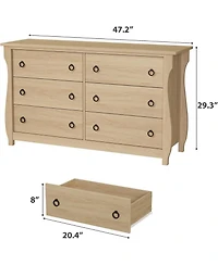 gaomon Dresser for Bedroom, Modern Wood Drawer Dresser with Ring Pull Handles, Wide Chest of Drawer, Storage Organizer for Living Room