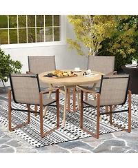 Gymax Pcs Outdoor Dining Chairs Patio Furniture Chair w/ Breathable Seat and Backrest