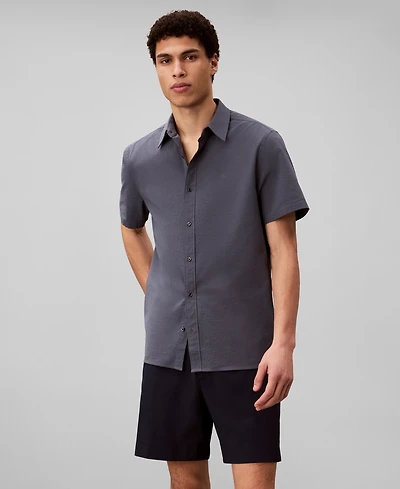 Calvin Klein Men's Straight Seersucker Elastic 7" Shorts