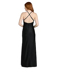 Morgan & Company Juniors' Side-Slit X-Back Gown