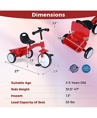 Mecale Toddler Tricycle with Glowing Wheels and 4-Level Adjustable Seat