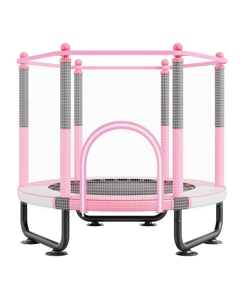 Mecale Kids Trampoline, 60" (5 ft), Enclosure Net & Basketball Hoop, Indoor/Outdoor