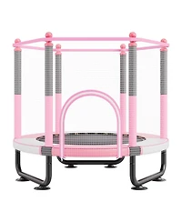 Mecale Kids Trampoline, 60" (5 ft), Enclosure Net & Basketball Hoop, Indoor/Outdoor