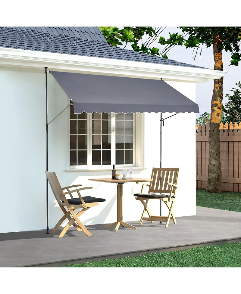 Mecale 157 x 47" Retractable Patio Awning Sunshade Shelter with Crank Handle