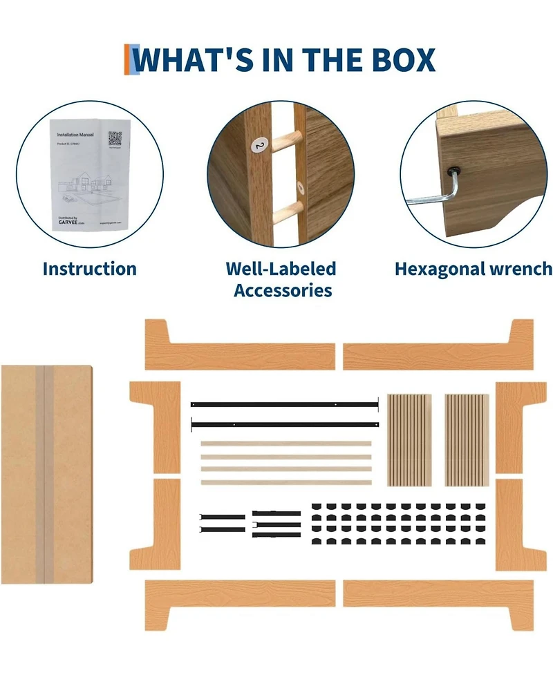 gaomon Bed Frame, Wooden Platform Bed Frame, Minimalist Bed with Wood Slats Support, Underbed Space for Storage, No Box Spring Required, Noise-Free