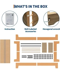 gaomon Bed Frame, Wooden Platform Bed Frame, Minimalist Bed with Wood Slats Support, Underbed Space for Storage, No Box Spring Required, Noise-Free