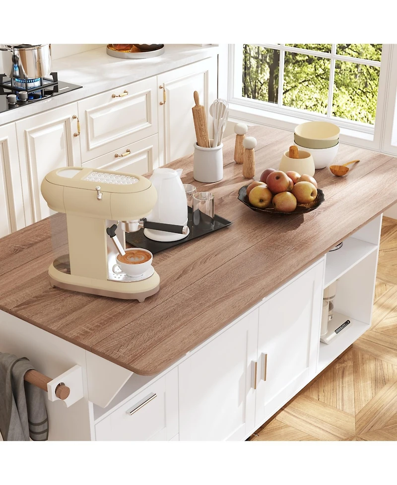 Homsee Kitchen Cart with 2-Drawer 2-Door, Internal Storage Racks, Rolling Island with Cabinet