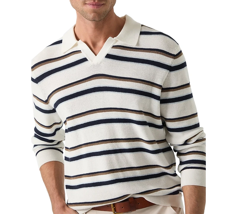 Guess Men's Stanton Striped Polo Sweater
