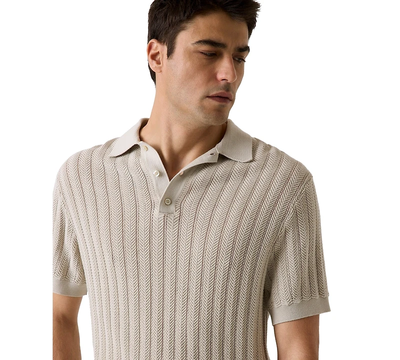 Guess Men's Lonny Herringbone Regular-Fit Polo Sweater