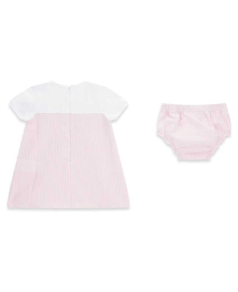 Guess Baby Girls' Mixed Fabric Dress and Matching Bloomer