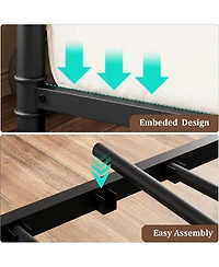 gaomon Daybed with Classic Headboard,Metal Bed Frame Heavy Duty Steel Slats Support,Sofa BedFrame for Living Room, Guest RoomNoise Free