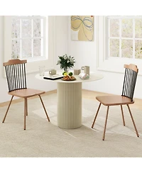 Gymax Windsor Chair Set of 4 Metal Legs Supported Dining Chair Farmhouse Armless Chair