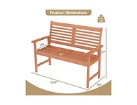 Outdoor 2-Seat Wood Loveseat with Slatted Seat Design
