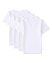 MeMoi Big Boys 4 Pack Cotton Rich V-Neck Short Sleeve Undershirts