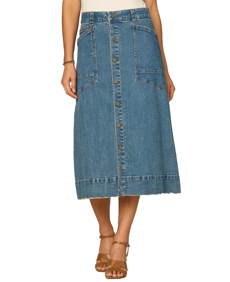 Democracy Petite A-Line Snap Front Skirt