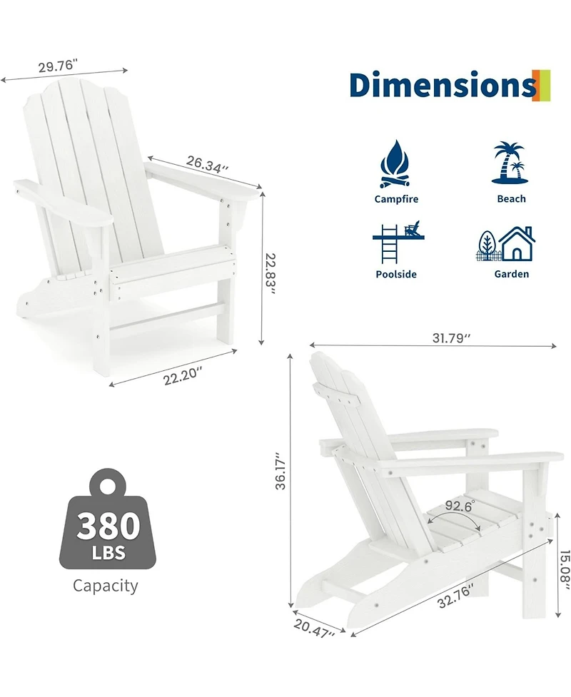 gaomon Set of 2 Hdpe Wood Texture Adirondack Chair