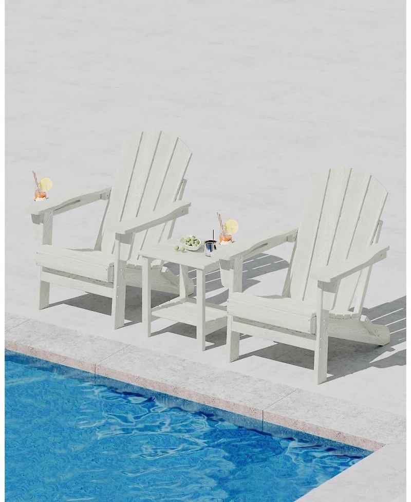 gaomon Folding Adirondack Chair Set of 4 with 2 Side Table, Hdpe Outdoor Patio Chair with Cup Holder, All Weather Resistent Wooden Textured for patios