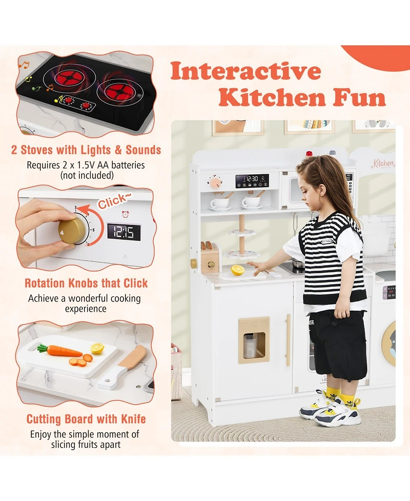 Slickblue Pretend Play Kitchen for Kids with Interactive Lights and Sound