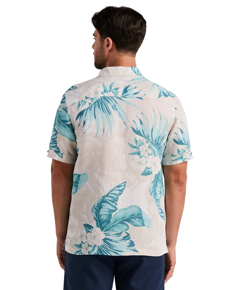 Cubavera Men's Linen Blend Palm Print Shirt