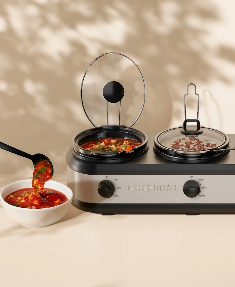 Chefman 2.5-Quart Each Triple Slow Cooker and Buffet Server
