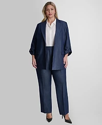 Dkny Plus Long-Sleeve One Button Roll Cuff Jacket