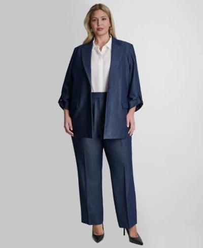 Dkny Dressy Denim One Button Jacket With Roll Cuff Pleated Trouser