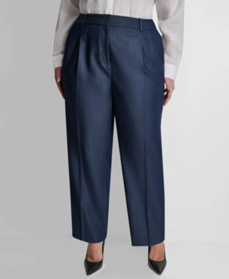 Dkny Dressy Denim One Button Jacket With Roll Cuff Pleated Trouser