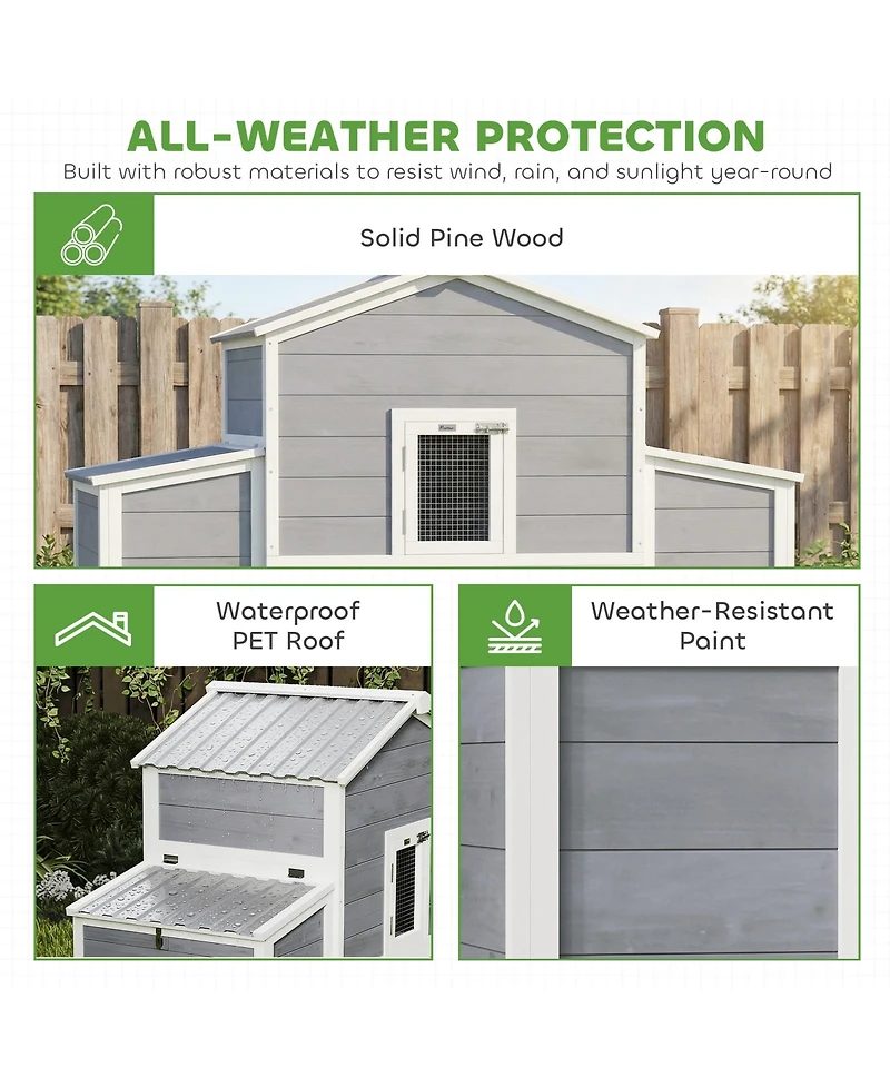 PawHut arge Chicken Coop, Wooden Chicken House with 2 Nesting Boxes