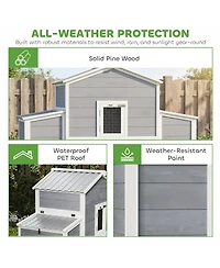 PawHut arge Chicken Coop, Wooden Chicken House with 2 Nesting Boxes