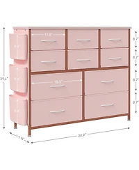 gaomon 10-Drawer Fabric Dresser Chest: Spacious Organizer with Side Pockets & Hooks
