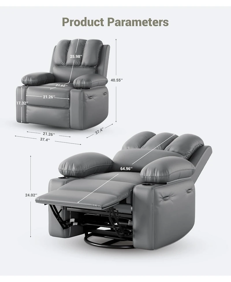 gaomon Oversized Recliner Chairs with Heat and Massage