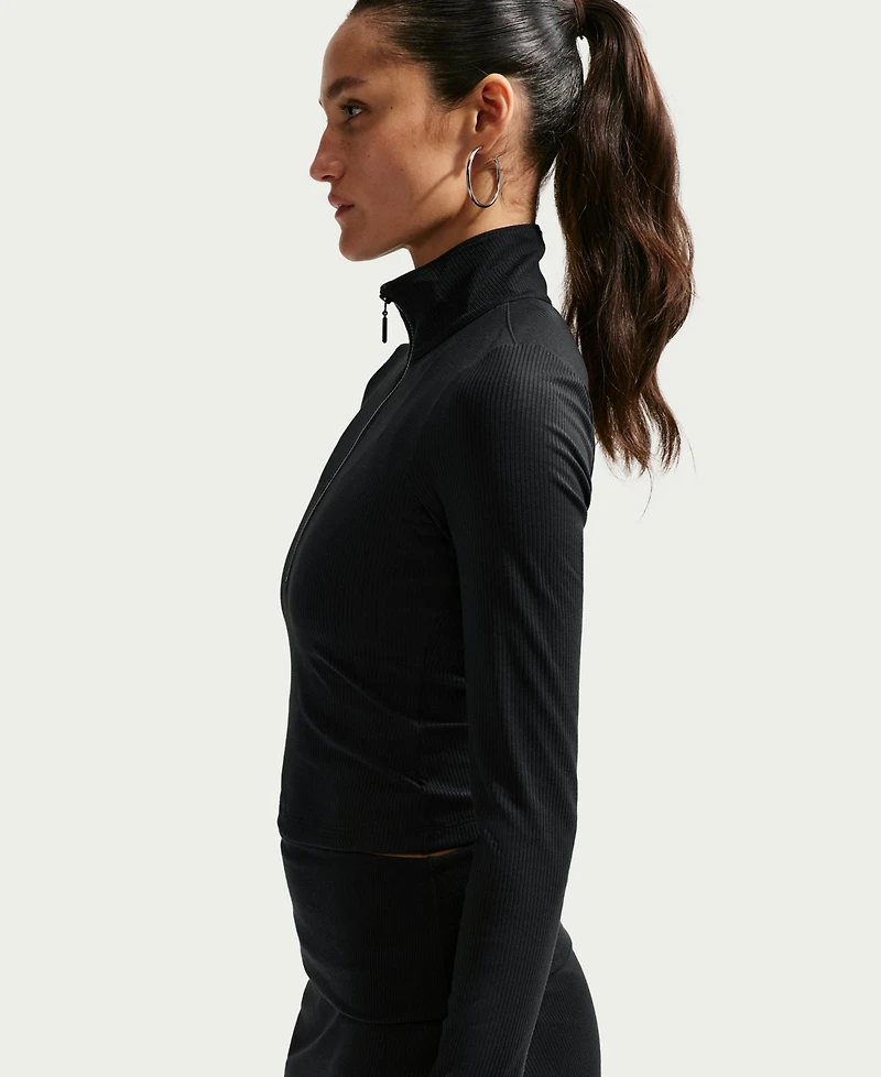Nike Women's Sportswear Ribbed Quarter-Zip Long-Sleeve Top