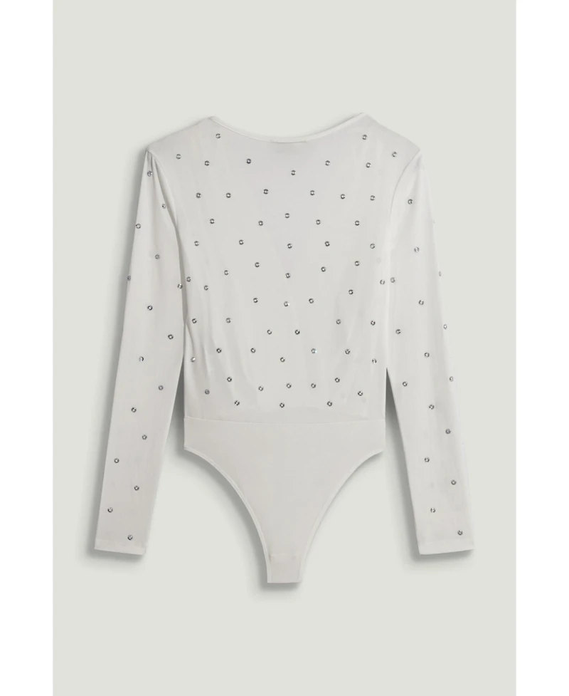 Nocturne Women's Embellished V-Neck Long-Sleeve Bodysuit