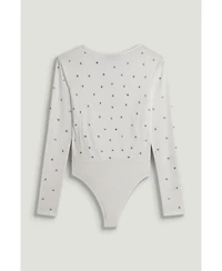 Nocturne Women's Embellished V-Neck Long-Sleeve Bodysuit