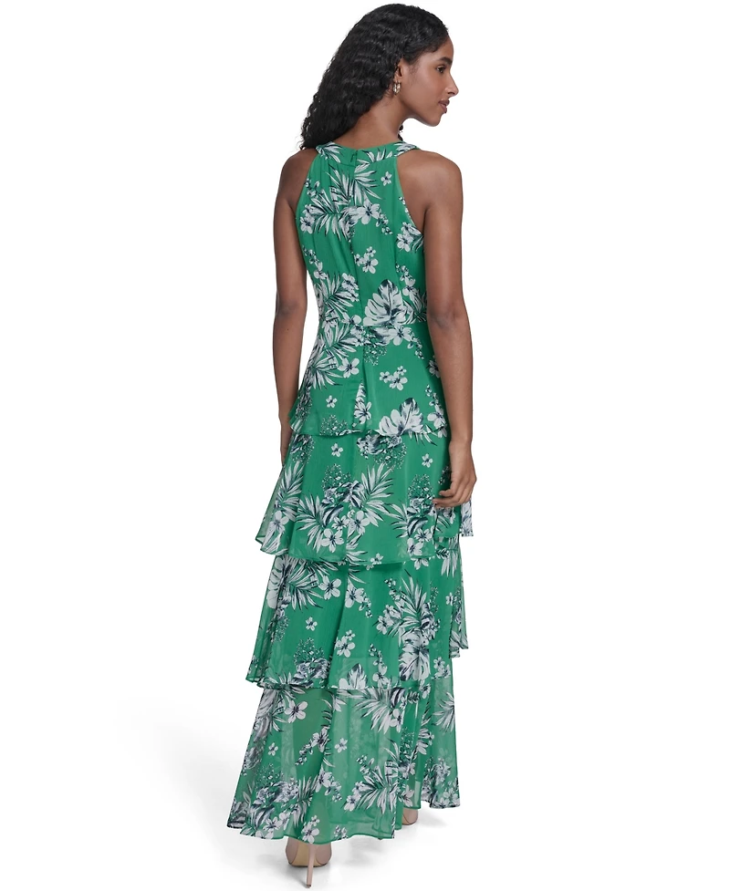 Tommy Hilfiger Women's Halter Neck Tiered Maxi Dress