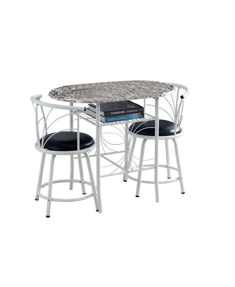 Kings Brand Furniture Compact Dinette Set with Drop Leaf Table and 2 Comfortable Chairs