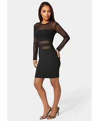 Bebe Women's Illusion Mesh Mini Dress