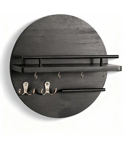 Yigii Home Decor, Wall Decorative Key & Mail Holder with Hooks, Shelf, and Organizer