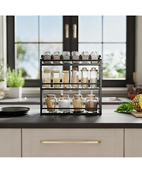 Yigii 3-Tier Bamboo Spice Rack: Saves Space, Organizes Kitchen, Bathroom