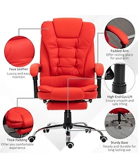 Homcom Executive Office Chair with Footrest, Padded Armrests, Red