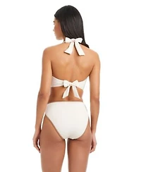 Sanctuary Womens V Neck Ribbed Crochet Bikini Halter Top Beachy Keen High Rise Swim Bottoms